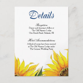 Details zur Sonnenblumenkarte Begleitkarte