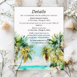 Details zur tropischen Hochzeit in Urlaubsort Begleitkarte