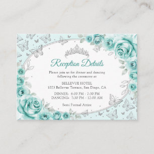 Details zur Turquoise-Silber-Quinceanera-Rezeption Begleitkarte