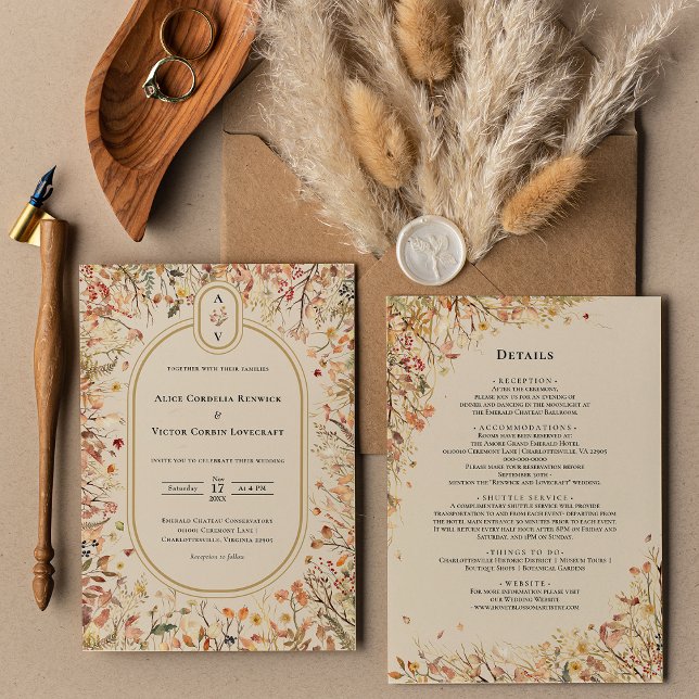 Details zur Vintagen Herbstbeige-Hochzeitsszenogra Einladung (Von Creator hochgeladen)