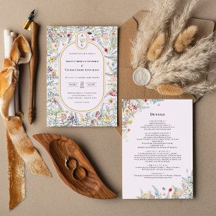 Details zur Vintagen Wildblume Lab Monogram und Einladung