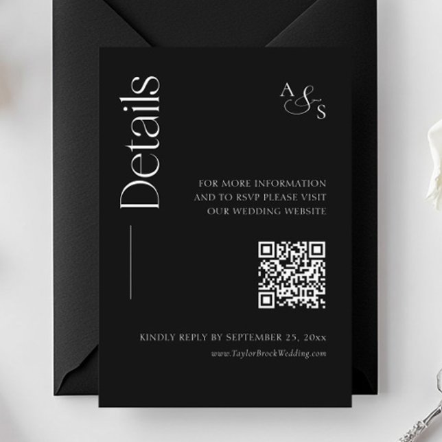 Details zur Website Qr-Code für Monogramm-Schwarze Begleitkarte (Von Creator hochgeladen)