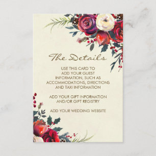 Details zur Winterhochzeit und Feiertagen Begleitkarte