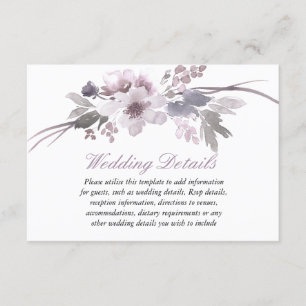 Details zur Winterhochzeitsfeier mit lila Blumen Begleitkarte