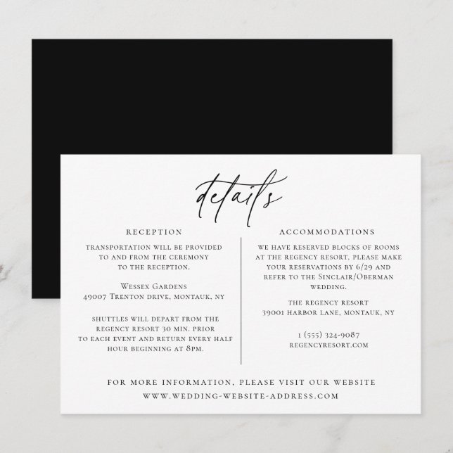Details zur zeitgenössischen Chic-Hochzeit Einladung (Vorne/Hinten)