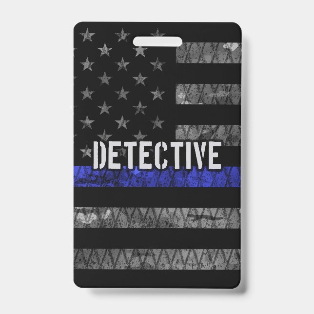 Detection Thin Blue Line Distressed Flag Ausweis (Vorderseite)