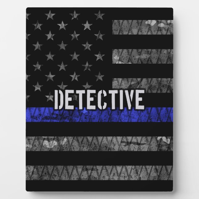 Detection Thin Blue Line Distressed Flag Fotoplatte (Vorderseite)