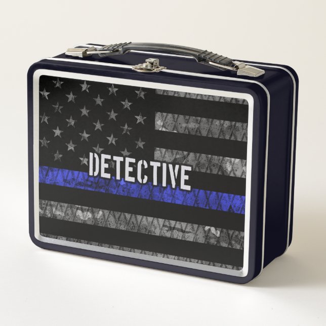 Detection Thin Blue Line Distressed Flag Metall Brotdose (Vorderseite)