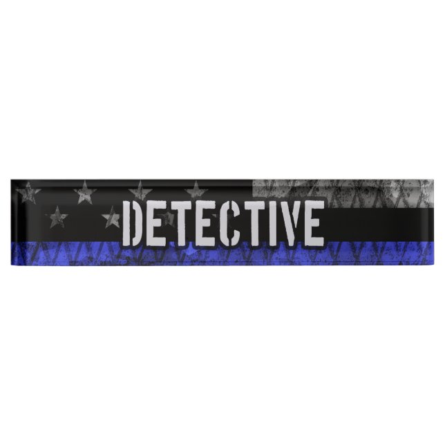 Detection Thin Blue Line Distressed Flag Namensplakette (Vorderseite)