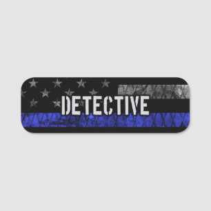 Detection Thin Blue Line Distressed Flag Namensschild