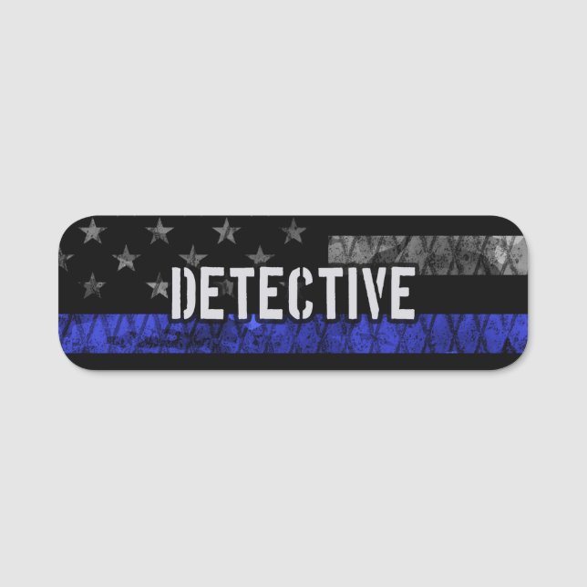 Detection Thin Blue Line Distressed Flag Namensschild (Vorderseite)