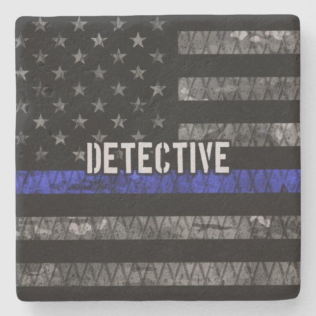 Detection Thin Blue Line Distressed Flag Steinuntersetzer (Vorderseite)
