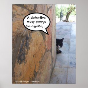 DETECTIV-KATZE HINTER DER STEINMauer / Vatertag Poster