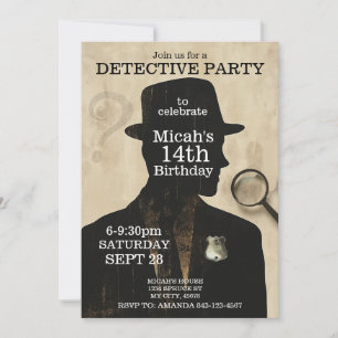 Detective Mystery Invitation de fête d'anniversair
