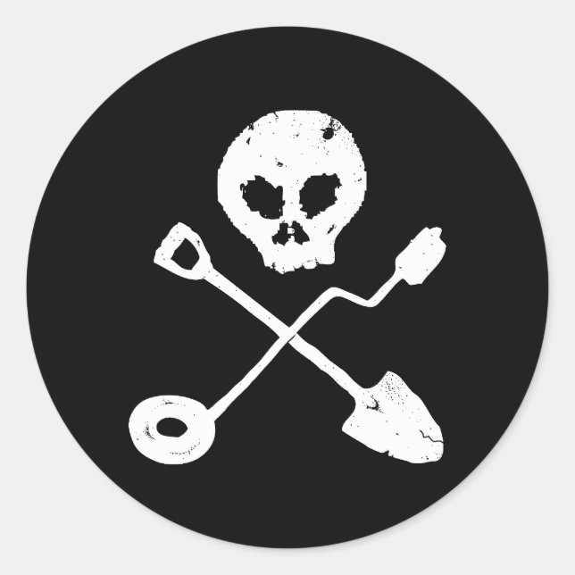 Detectorist Skull - Sondengänger Schädel Runder Aufkleber (Vorderseite)