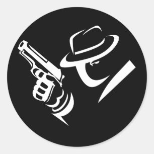 Detektiv-Gangster-Aufkleber 2 Runder Aufkleber