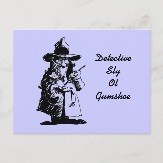 Detektiv Sly Ol Gumuh Mörderin Mystery Sleuth Postkarte (Vorderseite)