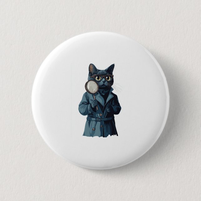 Detektiv Whiskers � Funny Cat Mystery Novel Button (Vorderseite)