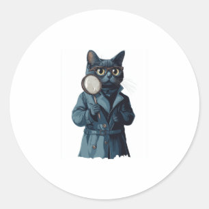 Detektiv Whiskers � Funny Cat Mystery Novel Runder Aufkleber