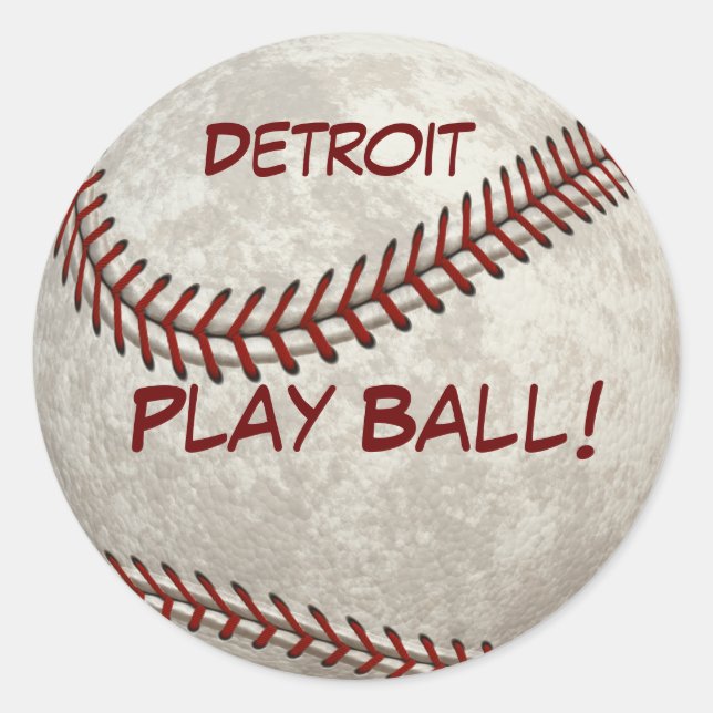 Detroit-Baseball "Spiel-Ball!" Amerikanische Runder Aufkleber (Vorderseite)
