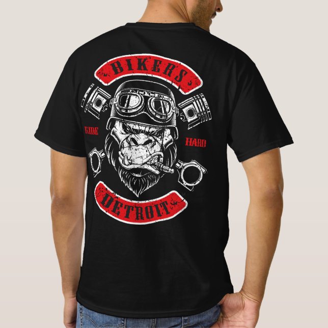 Detroit Biker Motorrad Chopper Gorilla T-Shirt (Rückseite)