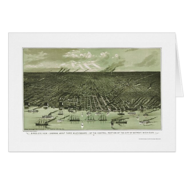 Detroit, carte panoramique de MI - 1889 (Devant horizontal)