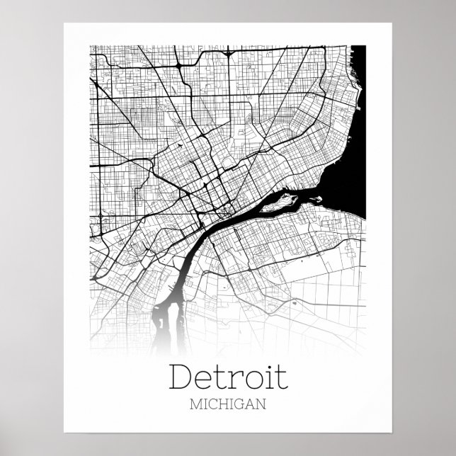 Detroit City Map Poster (Vorne)