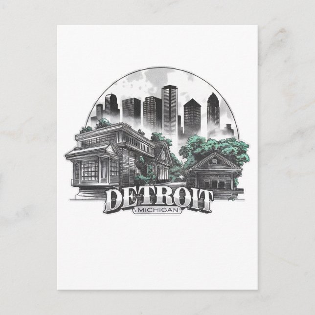 Detroit City Michigan USA Postkarte (Vorderseite)