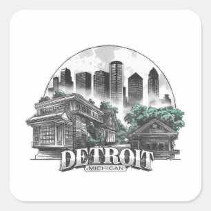 Detroit City Michigan USA Quadratischer Aufkleber