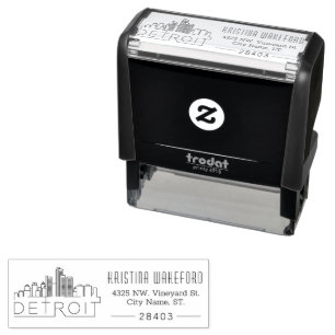 Detroit City Selbstfarbige Briefmarke der benutz Permastempel