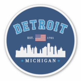 Detroit City Skyline Illustration – Motor City  Aufkleber