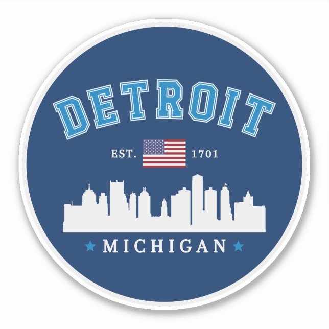 Detroit City Skyline Illustration – Motor City  Aufkleber (Vorderseite)
