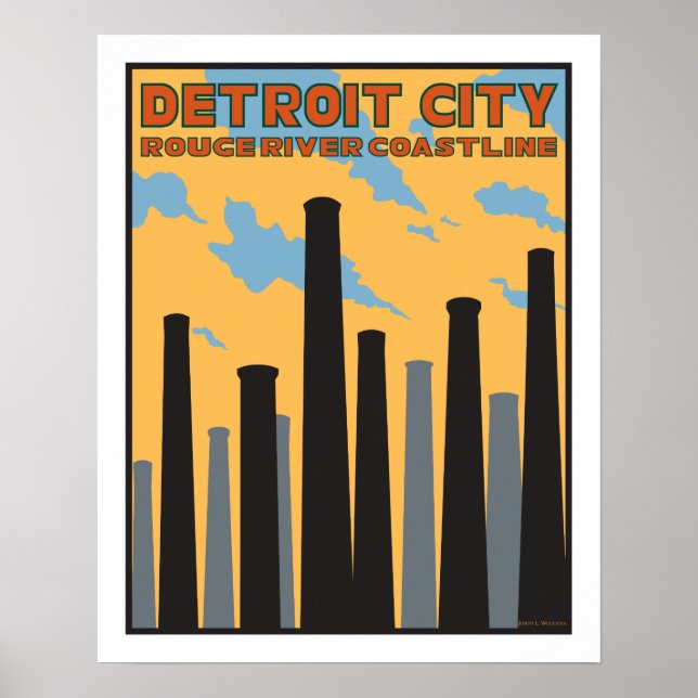 Detroit City Vintage Poster (Vorne)