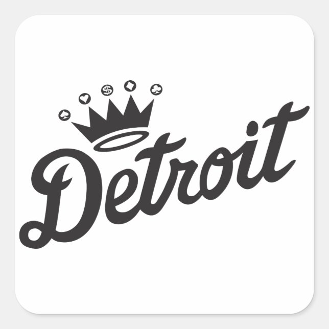 Detroit Crown Quadratischer Aufkleber (Vorderseite)