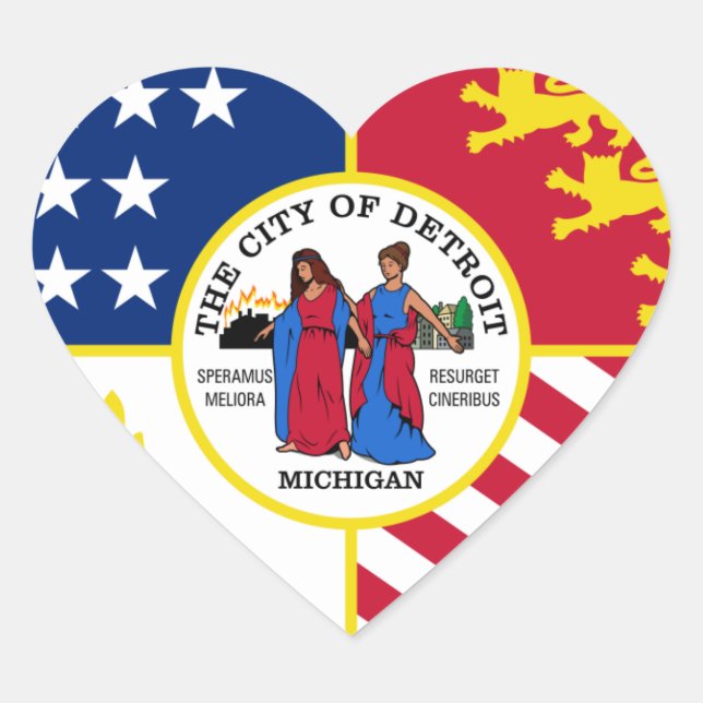 Detroit-Flagge Herz-Aufkleber (Vorderseite)