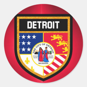 Detroit-Flagge Runder Aufkleber
