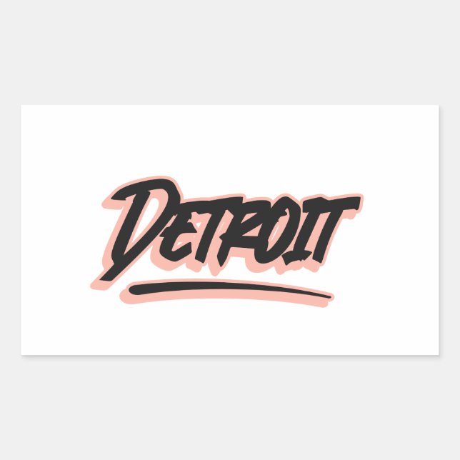 Detroit Graffiti Style Rechteckiger Aufkleber (Vorderseite)