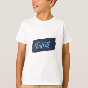 Detroit Handgeschriebener Blue Typografy T - Shirt