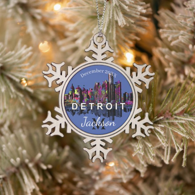Detroit in Graffiti Schneeflocken Zinn-Ornament (Baum)