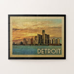 Detroit Jigsaw Puzzle<br><div class="desc">Im Vintage Travel Stil erwartet Sie das Hotel mit einem wunderschönen Sonnenuntergang.</div>