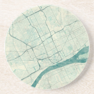 Detroit-Karten-blaues Vintages Getränkeuntersetzer