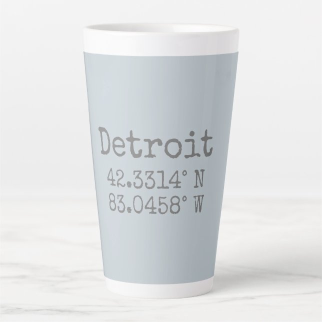 Detroit Latitude Longitude Milchtasse (Vorderseite)