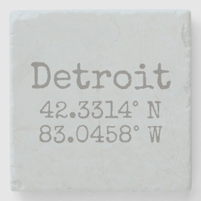 Detroit Latitude Longitude Steinuntersetzer (Vorderseite)
