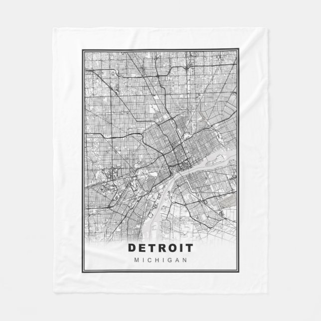 Detroit Map Fleecedecke (Vorderseite)