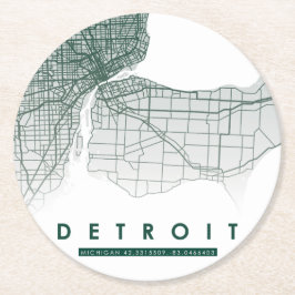 Detroit Map Runder Pappuntersetzer