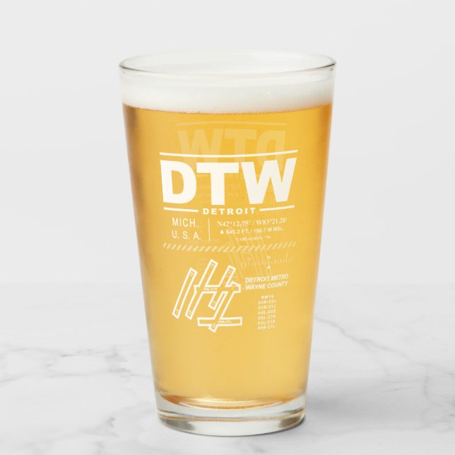 Detroit Metropolitan Wayne Landkreis Airport DTW Glas (Vorne (Gefüllt))