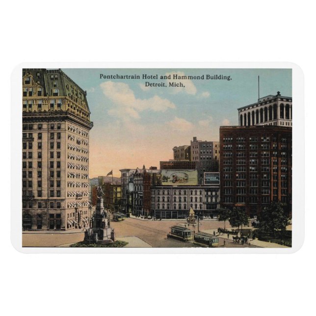 Detroit MI, Pontchartrain Hotel, Hammond Gebäude Magnet (Horizontal)