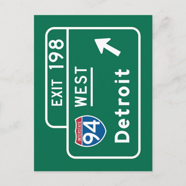Detroit, MI Road Sign Postkarte (Vorderseite)