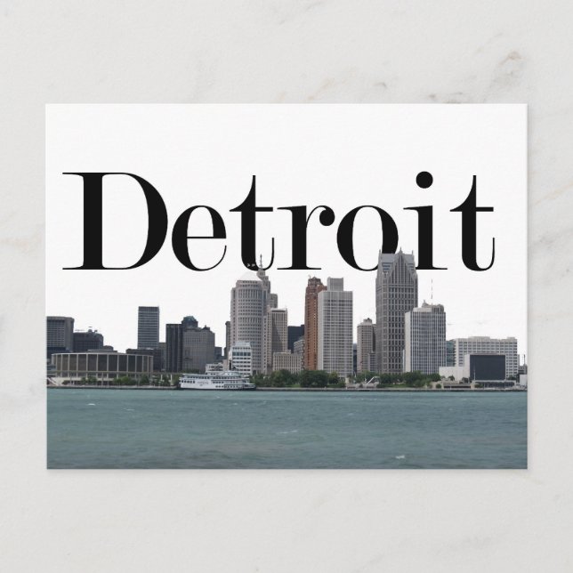 Detroit MI Skyline mit Detroit im Himmel Postkarte (Vorderseite)