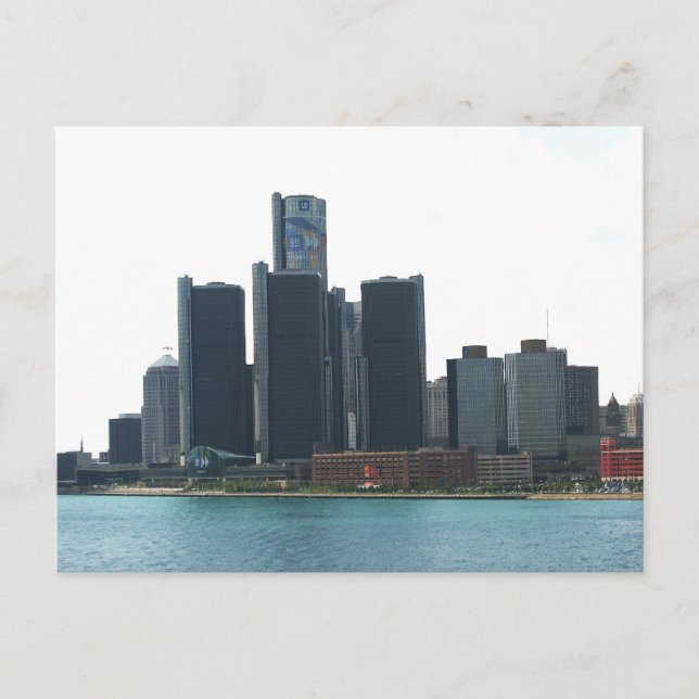 Detroit, MI Skyline Postcard Postkarte (Vorderseite)